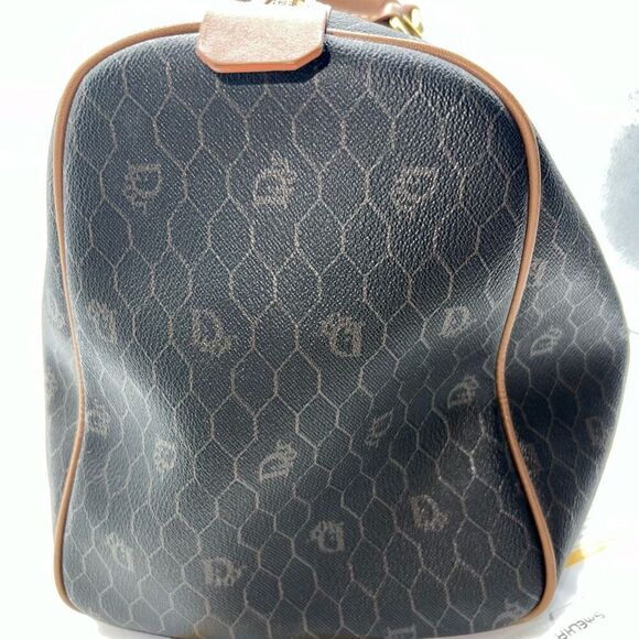 Christian Dior Black Brown Monogram Trotter Honeycomb Boston Duffle Bag With Loc - Picture 11 of 14